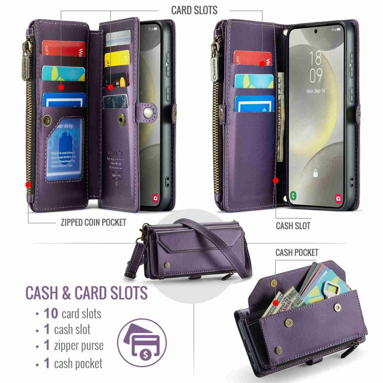 For Samsung Galaxy S24 5G CaseMe C36 Card Slots Zipper Wallet RFID Anti-theft Leather Phone Case(Purple) - Galaxy S24 5G Cases by CaseMe | Online Shopping South Africa | PMC Jewellery | Buy Now Pay Later Mobicred