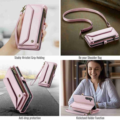 For Samsung Galaxy S24+ 5G CaseMe C36 Card Slots Zipper Wallet RFID Anti-theft Leather Phone Case(Pink) - Galaxy S24+ 5G Cases by CaseMe | Online Shopping South Africa | PMC Jewellery | Buy Now Pay Later Mobicred