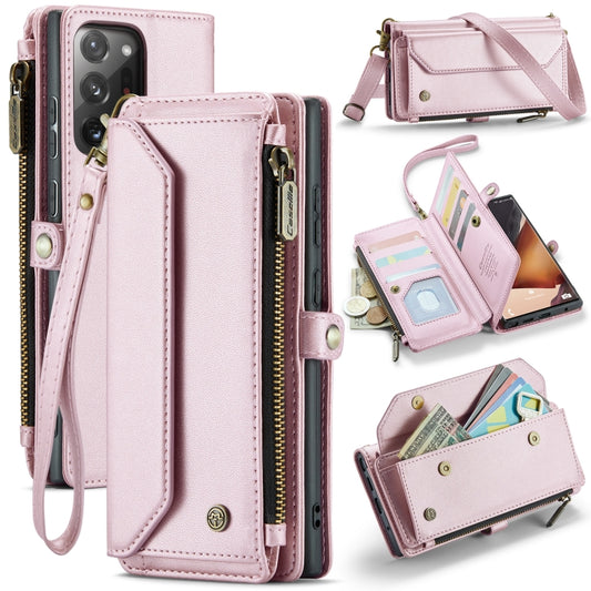 For Samsung Galaxy Note20 Ultra CaseMe C36 Card Slots Zipper Wallet RFID Anti-theft Leather Phone Case(Pink) - Galaxy Note20 Ultra Cases by CaseMe | Online Shopping South Africa | PMC Jewellery | Buy Now Pay Later Mobicred