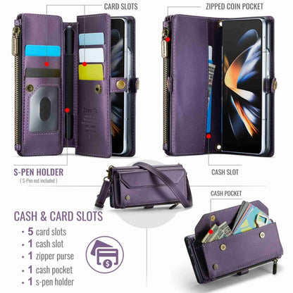 For Samsung Galaxy Z Fold4 CaseMe C36 Card Slots Zipper Wallet RFID Anti-theft Leather Phone Case(Purple) - Galaxy Z Fold4 5G Cases by CaseMe | Online Shopping South Africa | PMC Jewellery | Buy Now Pay Later Mobicred