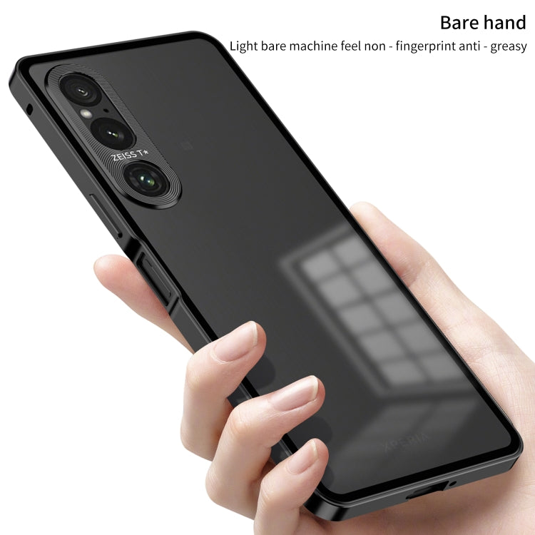 For Sony Xperia 1 V Snap Buckle Metal Frame Frosted Phone Case(Black) - Sony Cases by PMC TechLife | Online Shopping South Africa | PMC TechLife | Buy Now Pay Later Mobicred