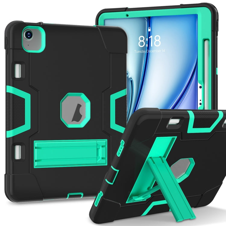 For iPad Air 11 2024 Contrast Color Silicone Acrylic PC Tablet Case with Holder(Black Mint Green) - iPad Air 11 2024 Cases by PMC Jewellery | Online Shopping South Africa | PMC Jewellery | Buy Now Pay Later Mobicred