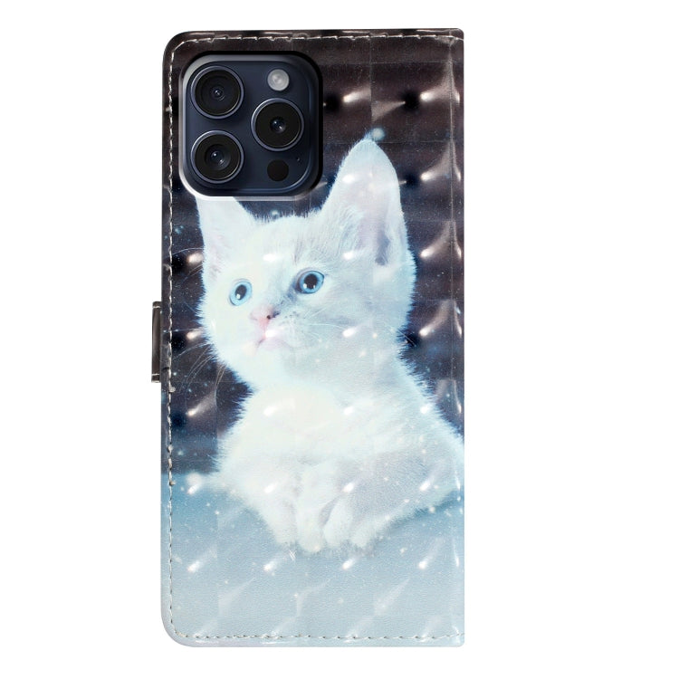 For iPhone 16 Pro 3D Pattern Leather Phone Case(White Cat) - iPhone 16 Pro Cases by PMC TechLife | Online Shopping South Africa | PMC TechLife | Buy Now Pay Later Mobicred