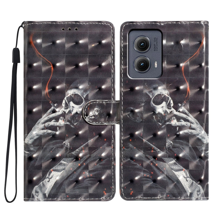 For Motorola Edge 2024 3D Pattern Leather Phone Case(Skull) - Motorola Cases by PMC Jewellery | Online Shopping South Africa | PMC Jewellery | Buy Now Pay Later Mobicred