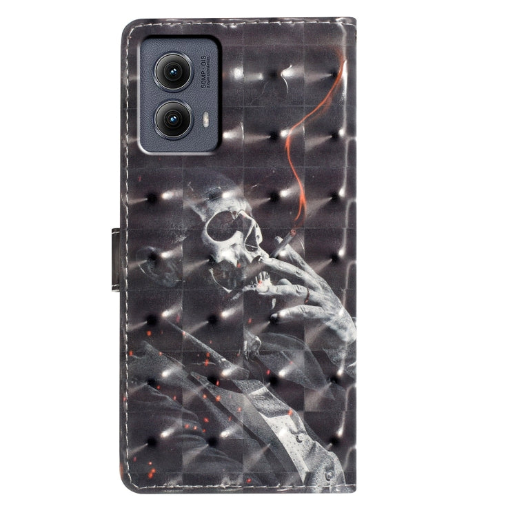 For Motorola Edge 2024 3D Pattern Leather Phone Case(Skull) - Motorola Cases by PMC Jewellery | Online Shopping South Africa | PMC Jewellery | Buy Now Pay Later Mobicred