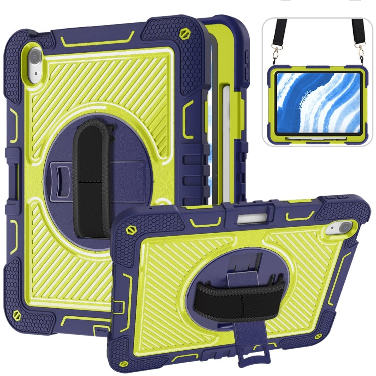 For iPad Air 11 2024 / Air 2022 10.9 360 Degree Rotation PC Contrast Silicone Tablet Case(Navy Blue + Yellow Green) - iPad Air 11 2024 Cases by PMC Jewellery | Online Shopping South Africa | PMC Jewellery | Buy Now Pay Later Mobicred