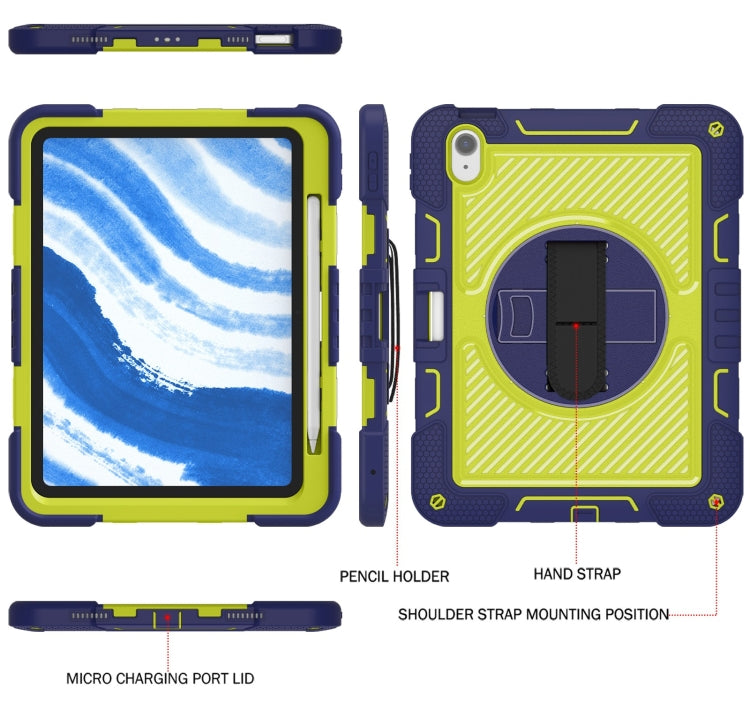 For iPad Air 11 2024 / Air 2022 10.9 360 Degree Rotation PC Contrast Silicone Tablet Case(Navy Blue + Yellow Green) - iPad Air 11 2024 Cases by PMC Jewellery | Online Shopping South Africa | PMC Jewellery | Buy Now Pay Later Mobicred