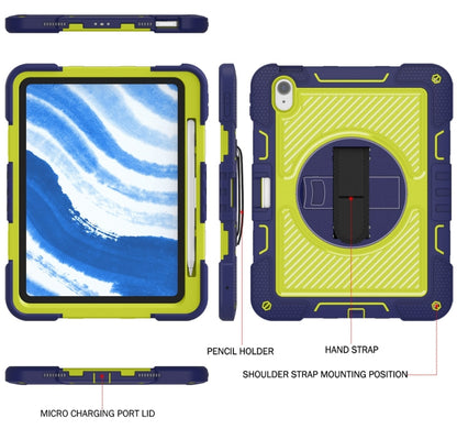 For iPad Air 11 2024 / Air 2022 10.9 360 Degree Rotation PC Contrast Silicone Tablet Case(Navy Blue + Yellow Green) - iPad Air 11 2024 Cases by PMC Jewellery | Online Shopping South Africa | PMC Jewellery | Buy Now Pay Later Mobicred