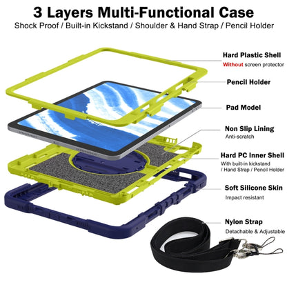 For iPad Air 11 2024 / Air 2022 10.9 360 Degree Rotation PC Contrast Silicone Tablet Case(Navy Blue + Yellow Green) - iPad Air 11 2024 Cases by PMC Jewellery | Online Shopping South Africa | PMC Jewellery | Buy Now Pay Later Mobicred