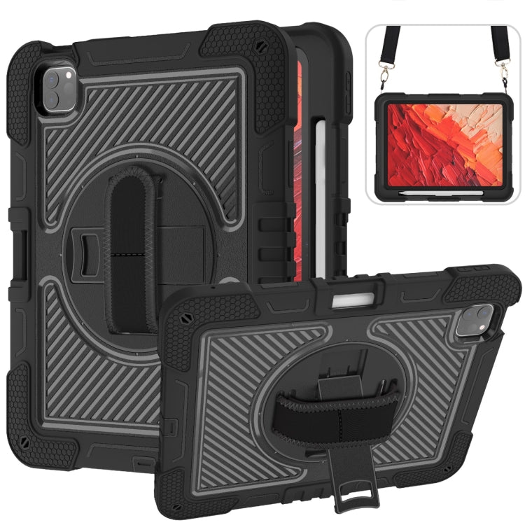 For iPad Pro 11 2024 360 Degree Rotation PC Contrast Silicone Tablet Case(Black) - iPad Pro 11 2024 Cases by PMC TechLife | Online Shopping South Africa | PMC TechLife | Buy Now Pay Later Mobicred