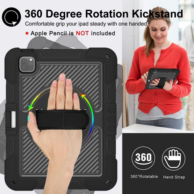 For iPad Pro 11 2024 360 Degree Rotation PC Contrast Silicone Tablet Case(Black) - iPad Pro 11 2024 Cases by PMC TechLife | Online Shopping South Africa | PMC TechLife | Buy Now Pay Later Mobicred