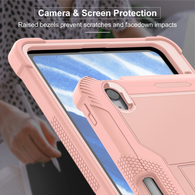For iPad Air 11 2024 / Air 2022 10.9 Shockproof Silicone Hybrid PC Tablet Case with Holder(Rose Gold) - iPad Air 11 2024 Cases by PMC Jewellery | Online Shopping South Africa | PMC Jewellery | Buy Now Pay Later Mobicred