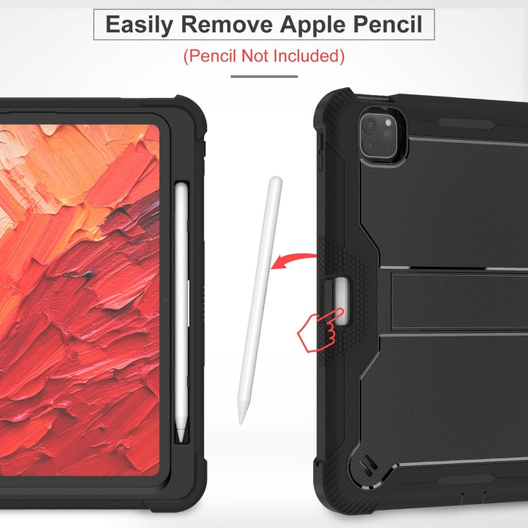 For iPad Pro 11 2024 Shockproof Silicone Hybrid PC Tablet Case with Holder(Black) - iPad Pro 11 2024 Cases by PMC TechLife | Online Shopping South Africa | PMC TechLife | Buy Now Pay Later Mobicred