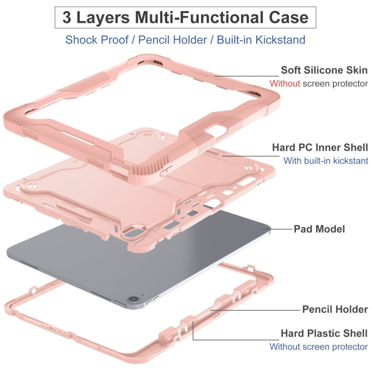 For iPad Air 13 2024 Shockproof Silicone Hybrid PC Tablet Case with Holder(Rose Gold) - iPad Air 13 2024 Cases by PMC Jewellery | Online Shopping South Africa | PMC Jewellery | Buy Now Pay Later Mobicred