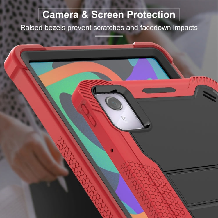 For Lenovo Tab M11 / Xiaoxin Pad 11 2024 Shockproof Silicone Hybrid PC Tablet Case with Holder(Black + Red) - Lenovo by PMC TechLife | Online Shopping South Africa | PMC TechLife | Buy Now Pay Later Mobicred