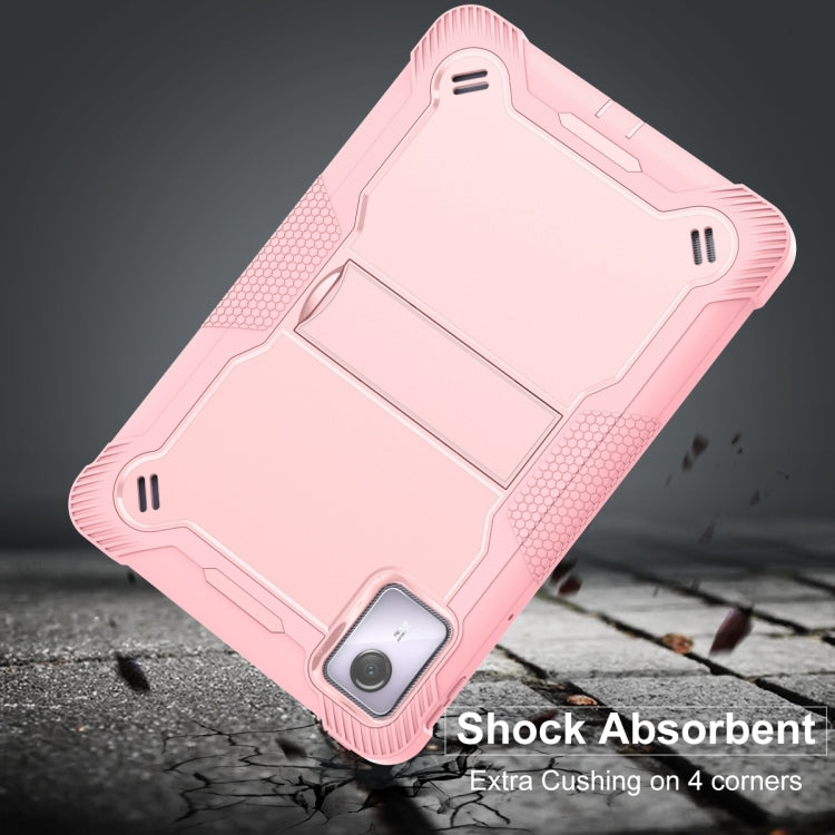 For Lenovo Tab M11 / Xiaoxin Pad 11 2024 Shockproof Silicone Hybrid PC Tablet Case with Holder(Rose Gold) - free shipping - PMC TechLife - Order now!
