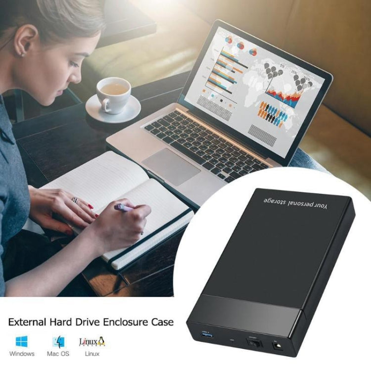 HDD 2.5 / 3.5 inch USB3.0 External Hard Drive Enclosure Case for Laptop Computer(EU Plug) - HDD Enclosure by PMC Jewellery | Online Shopping South Africa | PMC Jewellery | Buy Now Pay Later Mobicred