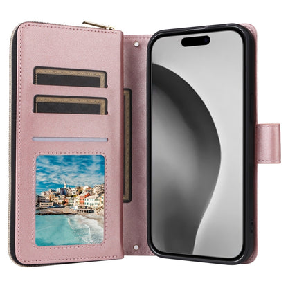 For iPhone 16 Pro Max Crossbody Rhombic Zipper Tower Buckle Leather Phone Case with Lanyard(Rose Gold) - iPhone 16 Pro Max Cases by PMC Jewellery | Online Shopping South Africa | PMC Jewellery | Buy Now Pay Later Mobicred