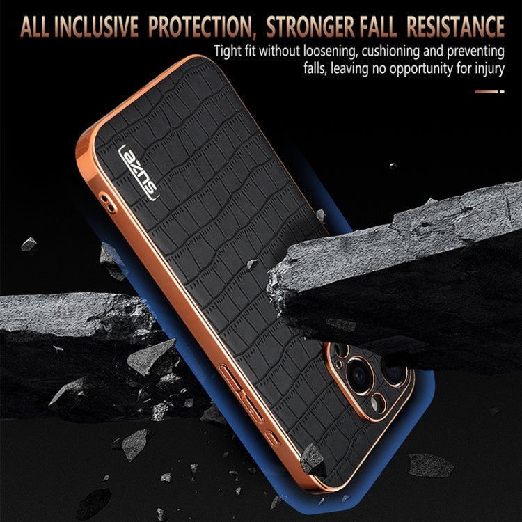 For iPhone 16 Pro AZNS Electroplated Frame Crocodile Texture Full Coverage Phone Case(Brown) - iPhone 16 Pro Cases by AZNS | Online Shopping South Africa | PMC TechLife | Buy Now Pay Later Mobicred
