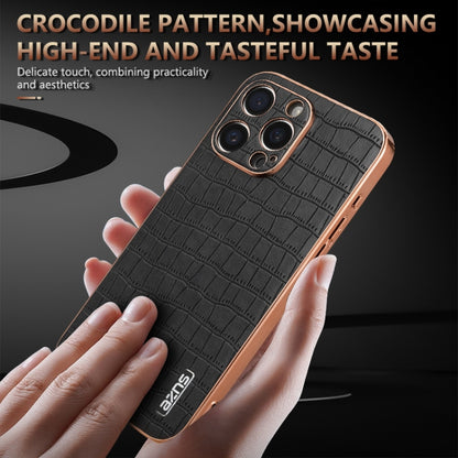 For iPhone 16 Pro AZNS Electroplated Frame Crocodile Texture Full Coverage Phone Case(Green) - iPhone 16 Pro Cases by AZNS | Online Shopping South Africa | PMC Jewellery | Buy Now Pay Later Mobicred