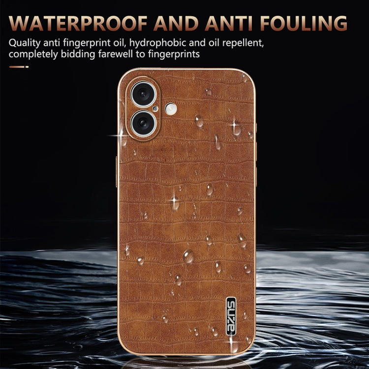 For iPhone 16 Plus AZNS Electroplated Frame Crocodile Texture Full Coverage Phone Case(White) - iPhone 16 Plus Cases by AZNS | Online Shopping South Africa | PMC TechLife | Buy Now Pay Later Mobicred