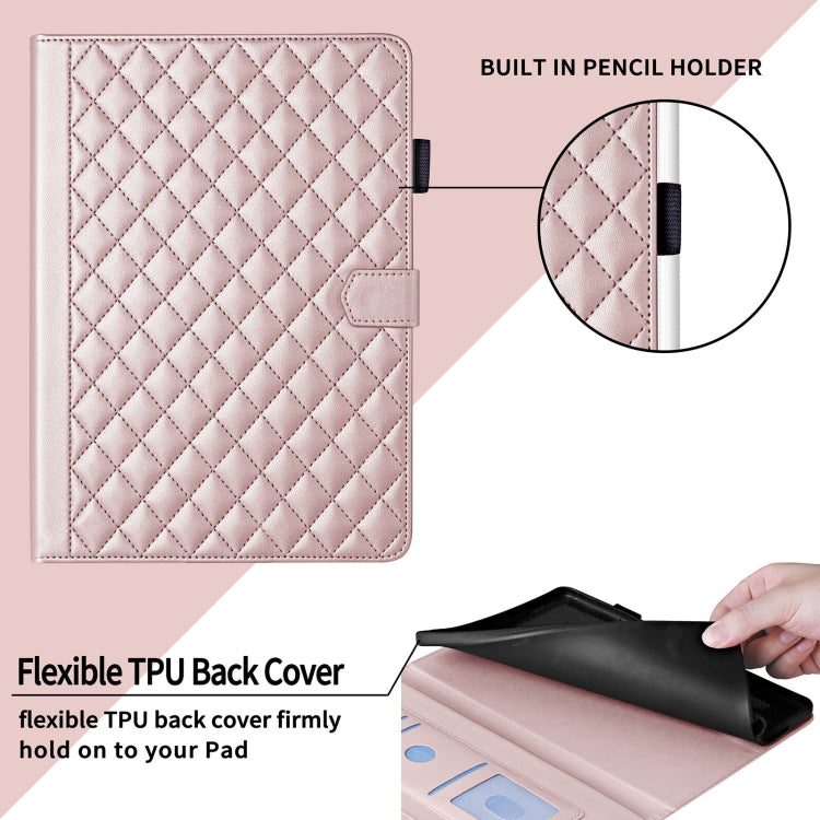 For iPad Pro 13 2024 Rhombus Lattice Leather Smart Tablet Case(Rose Gold) - iPad Pro 13 2024 Cases by PMC TechLife | Online Shopping South Africa | PMC TechLife | Buy Now Pay Later Mobicred