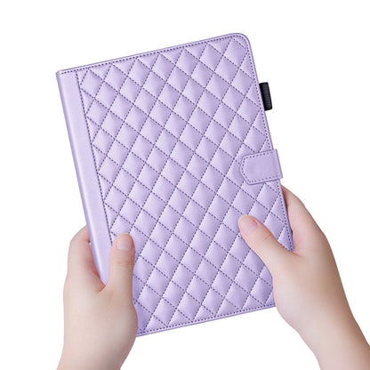For iPad Pro 13 2024 Rhombus Lattice Leather Smart Tablet Case(Purple) - iPad Pro 13 2024 Cases by PMC Jewellery | Online Shopping South Africa | PMC Jewellery | Buy Now Pay Later Mobicred