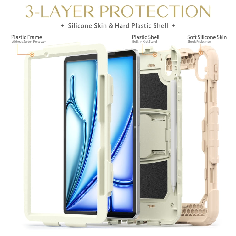 For iPad Air 11 2024 Silicone Hydric PC Tablet Case with Shoulder Strap & Holder(Rose Gold) - iPad Air 11 2024 Cases by PMC TechLife | Online Shopping South Africa | PMC TechLife | Buy Now Pay Later Mobicred