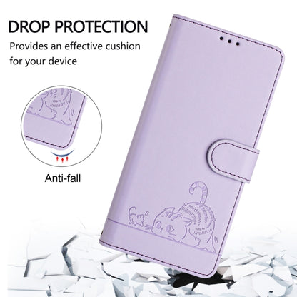 For Blackview A52 Cat Rat Embossed Pattern RFID Leather Phone Case with Lanyard(Purple) - More Brand by PMC Jewellery | Online Shopping South Africa | PMC Jewellery | Buy Now Pay Later Mobicred