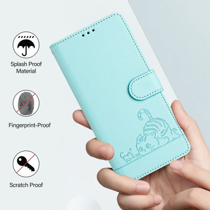 For Blackview A53 Cat Rat Embossed Pattern RFID Leather Phone Case with Lanyard(Mint Green) - More Brand by PMC Jewellery | Online Shopping South Africa | PMC Jewellery | Buy Now Pay Later Mobicred