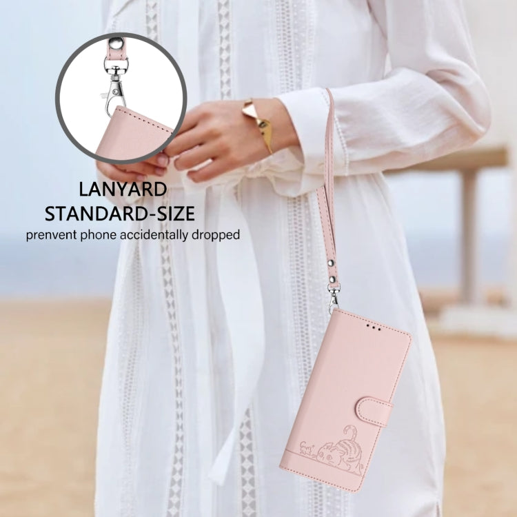 For Blackview A53 Cat Rat Embossed Pattern RFID Leather Phone Case with Lanyard(Pink) - More Brand by PMC TechLife | Online Shopping South Africa | PMC TechLife | Buy Now Pay Later Mobicred