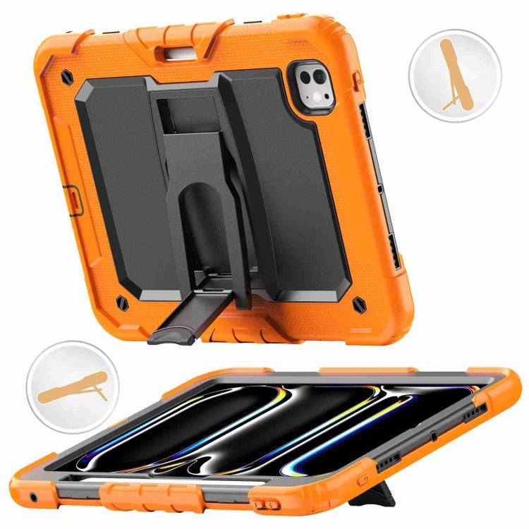 For iPad Pro 11 2024 Silicone Hydric PC Tablet Case with Shoulder Strap & Holder(Orange) - iPad Pro 11 2024 Cases by PMC Jewellery | Online Shopping South Africa | PMC Jewellery | Buy Now Pay Later Mobicred