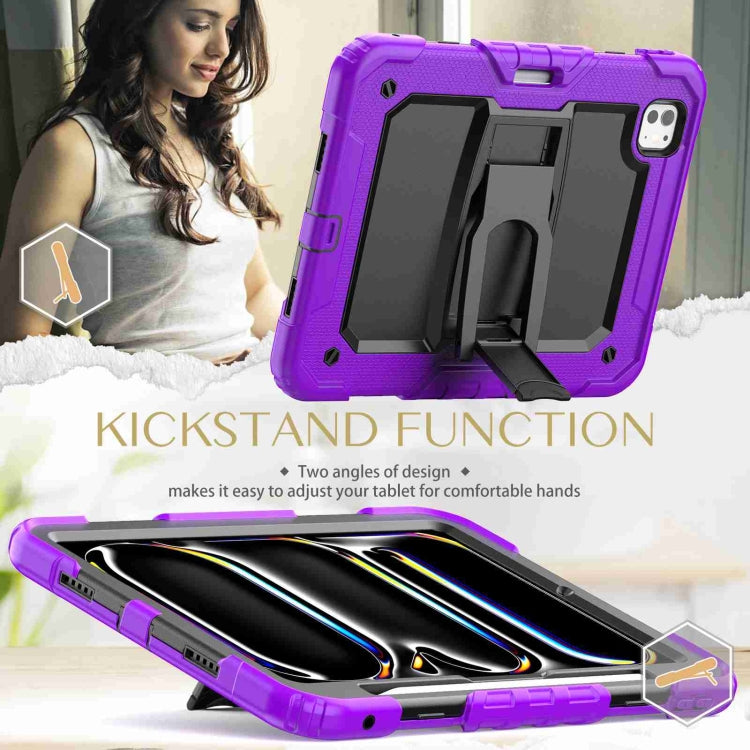 For iPad Pro 11 2024 Silicone Hydric PC Tablet Case with Shoulder Strap & Holder(Purple) - iPad Pro 11 2024 Cases by PMC Jewellery | Online Shopping South Africa | PMC Jewellery | Buy Now Pay Later Mobicred