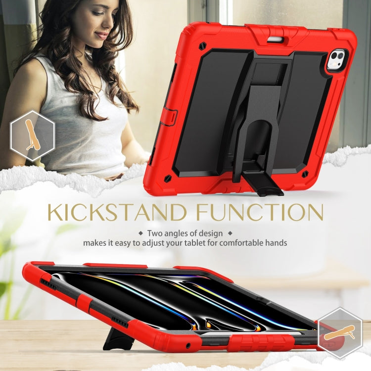 For iPad Pro 13 2024 Silicone Hydric PC Tablet Case with Shoulder Strap & Holder(Red) - iPad Pro 13 2024 Cases by PMC TechLife | Online Shopping South Africa | PMC TechLife | Buy Now Pay Later Mobicred