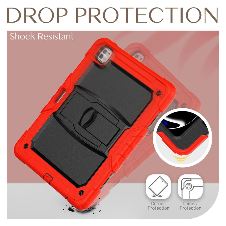 For iPad Pro 13 2024 Silicone Hydric PC Tablet Case with Shoulder Strap & Holder(Red) - iPad Pro 13 2024 Cases by PMC TechLife | Online Shopping South Africa | PMC TechLife | Buy Now Pay Later Mobicred