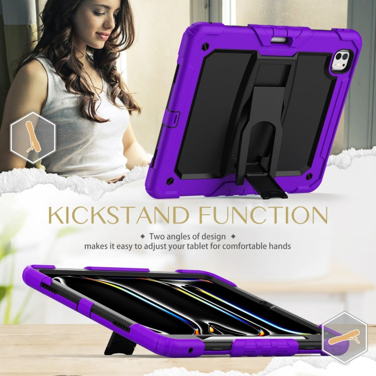 For iPad Pro 13 2024 Silicone Hydric PC Tablet Case with Shoulder Strap & Holder(Purple) - iPad Pro 13 2024 Cases by PMC Jewellery | Online Shopping South Africa | PMC Jewellery | Buy Now Pay Later Mobicred