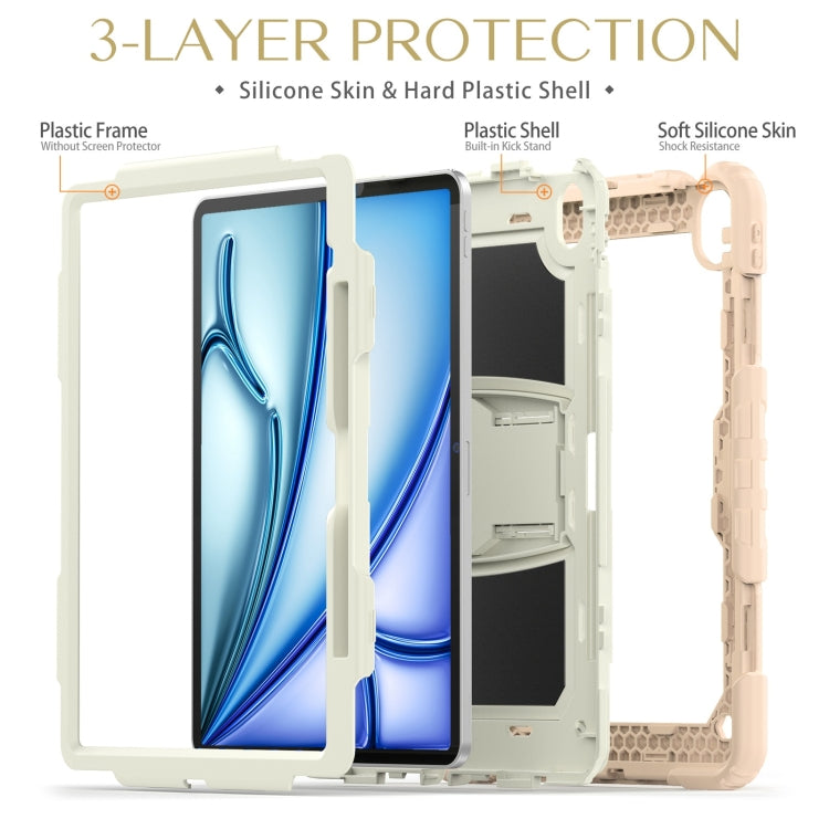 For iPad Air 13 2025 / 2024 Silicone Hydric PC Tablet Case with Shoulder Strap & Holder(Beige Rose Gold) - iPad Air 13 2025 / 2024 Cases by PMC TechLife | Online Shopping South Africa | PMC TechLife | Buy Now Pay Later Mobicred