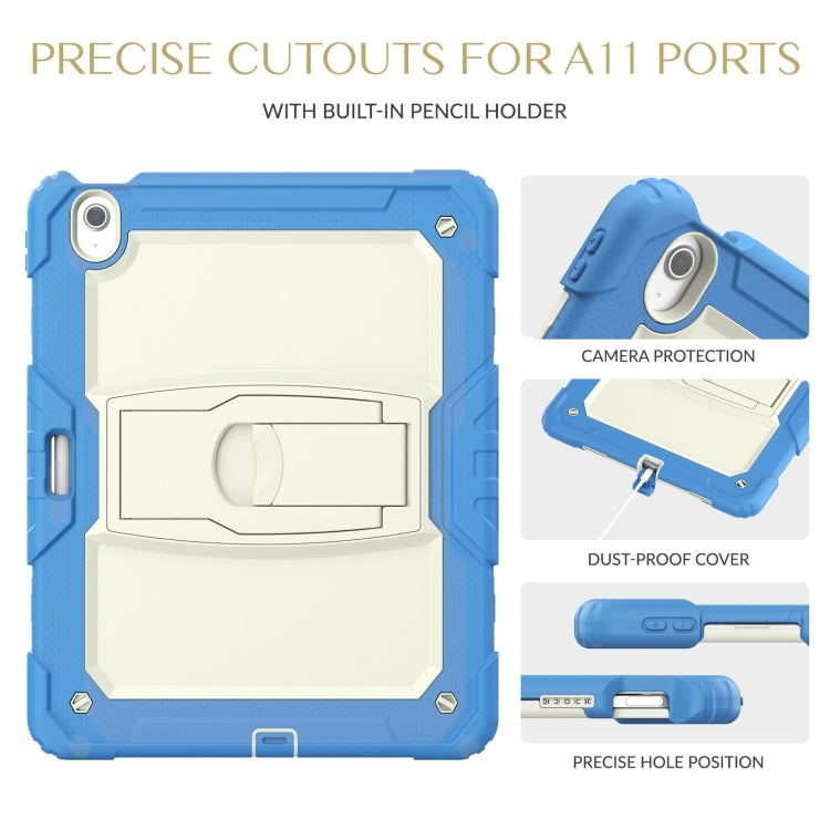 For iPad Air 13 2024 Silicone Hydric PC Tablet Case with Shoulder Strap & Holder(Beige Cyan-blue) - iPad Air 13 2024 Cases by PMC Jewellery | Online Shopping South Africa | PMC Jewellery | Buy Now Pay Later Mobicred