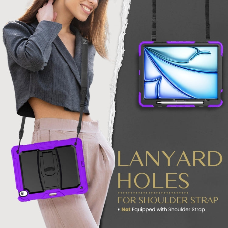 For iPad Air 13 2025 / 2024 Silicone Hydric PC Tablet Case with Shoulder Strap & Holder(Purple) - iPad Air 13 2025 / 2024 Cases by PMC TechLife | Online Shopping South Africa | PMC TechLife | Buy Now Pay Later Mobicred