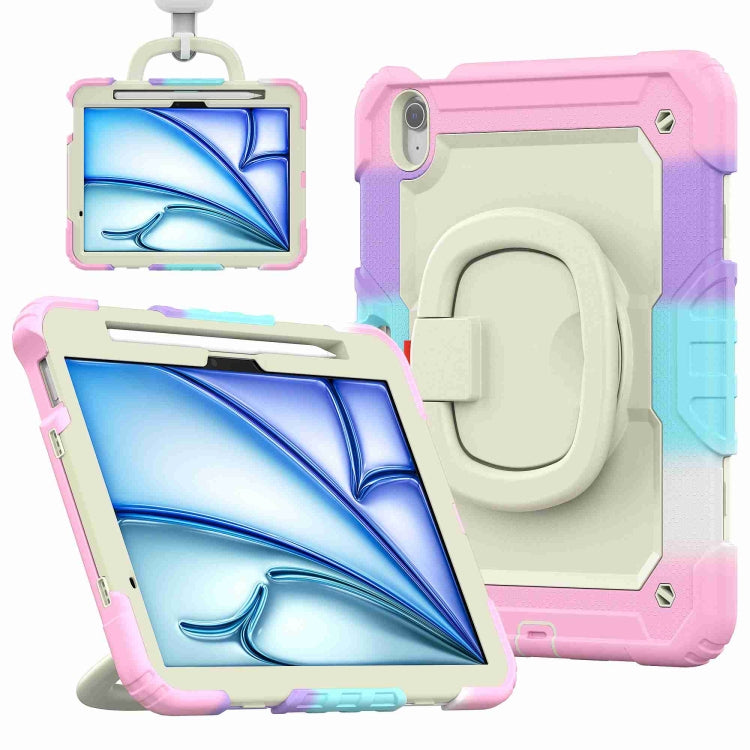 For iPad Air 11 2025 / 2024 Handle Silicone Hydric PC Tablet Case with Shoulder Strap(Rainbow Pink) - iPad Air 11 2025 / 2024 Cases by PMC Jewellery | Online Shopping South Africa | PMC Jewellery | Buy Now Pay Later Mobicred