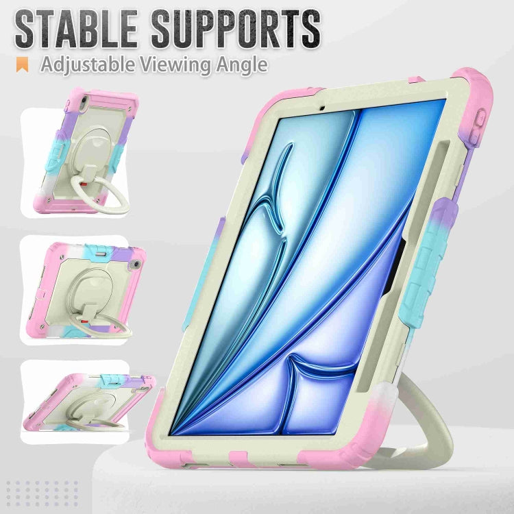 For iPad Air 11 2025 / 2024 Handle Silicone Hydric PC Tablet Case with Shoulder Strap(Rainbow Pink) - iPad Air 11 2025 / 2024 Cases by PMC Jewellery | Online Shopping South Africa | PMC Jewellery | Buy Now Pay Later Mobicred