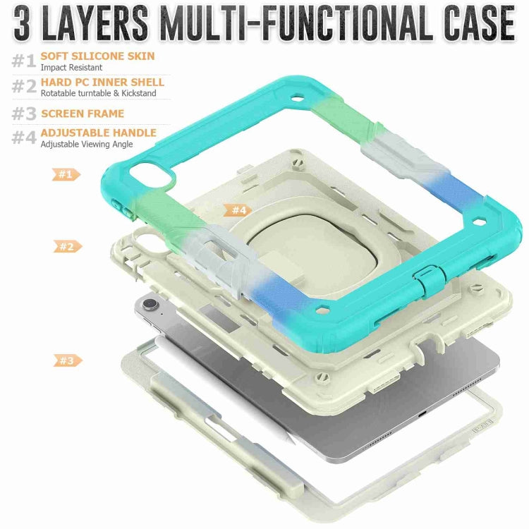 For iPad Air 11 2024 Handle Silicone Hydric PC Tablet Case with Shoulder Strap(Rainbow Blue) - iPad Air 11 2024 Cases by PMC TechLife | Online Shopping South Africa | PMC TechLife | Buy Now Pay Later Mobicred