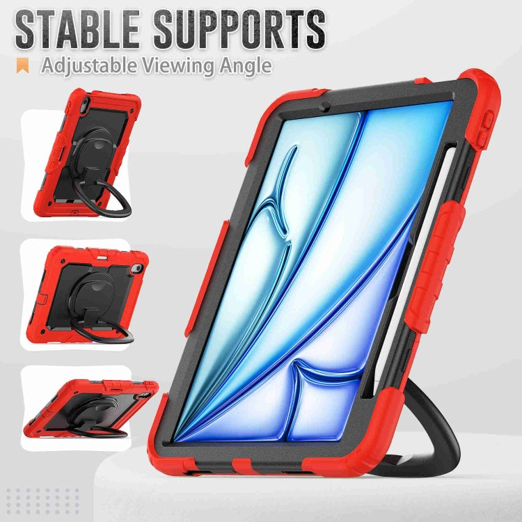 For iPad Air 11 2024 Handle Silicone Hydric PC Tablet Case with Shoulder Strap(Red) - iPad Air 11 2024 Cases by PMC TechLife | Online Shopping South Africa | PMC TechLife | Buy Now Pay Later Mobicred