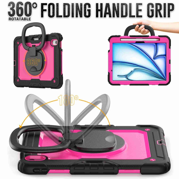 For iPad Air 11 2024 Handle Silicone Hydric PC Tablet Case with Shoulder Strap(Rose Red PC) - iPad Air 11 2024 Cases by PMC TechLife | Online Shopping South Africa | PMC TechLife | Buy Now Pay Later Mobicred
