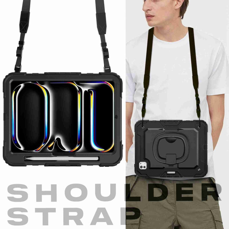 For iPad Pro 11 2024 Handle Silicone Hydric PC Tablet Case with Shoulder Strap(Black) - iPad Pro 11 2024 Cases by PMC TechLife | Online Shopping South Africa | PMC TechLife | Buy Now Pay Later Mobicred