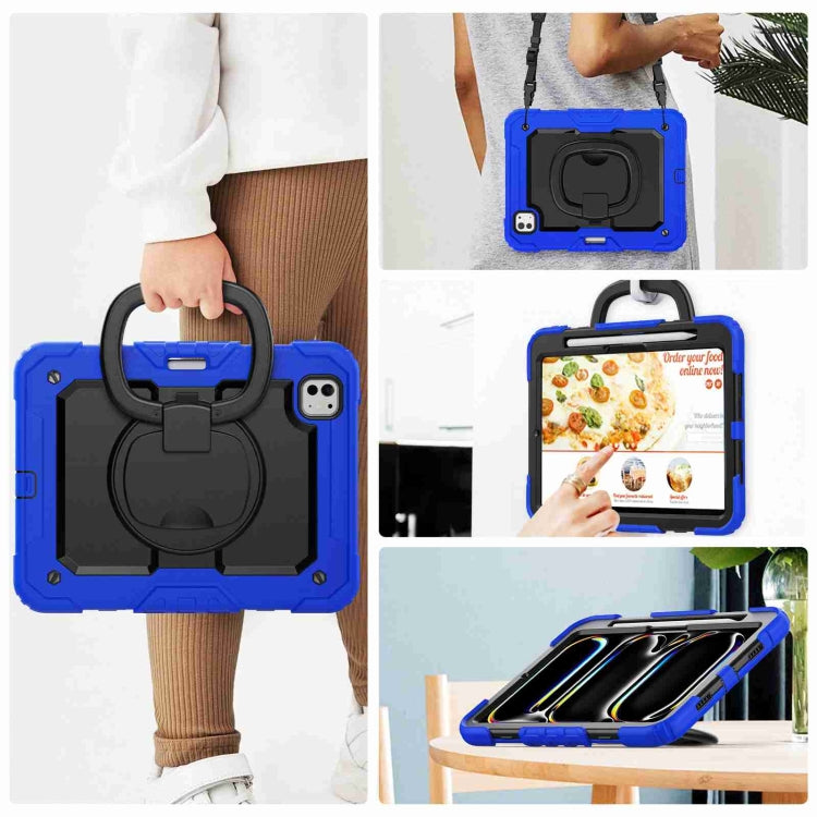 For iPad Pro 11 2024 Handle Silicone Hydric PC Tablet Case with Shoulder Strap(Dark Blue) - iPad Pro 11 2024 Cases by PMC Jewellery | Online Shopping South Africa | PMC Jewellery | Buy Now Pay Later Mobicred