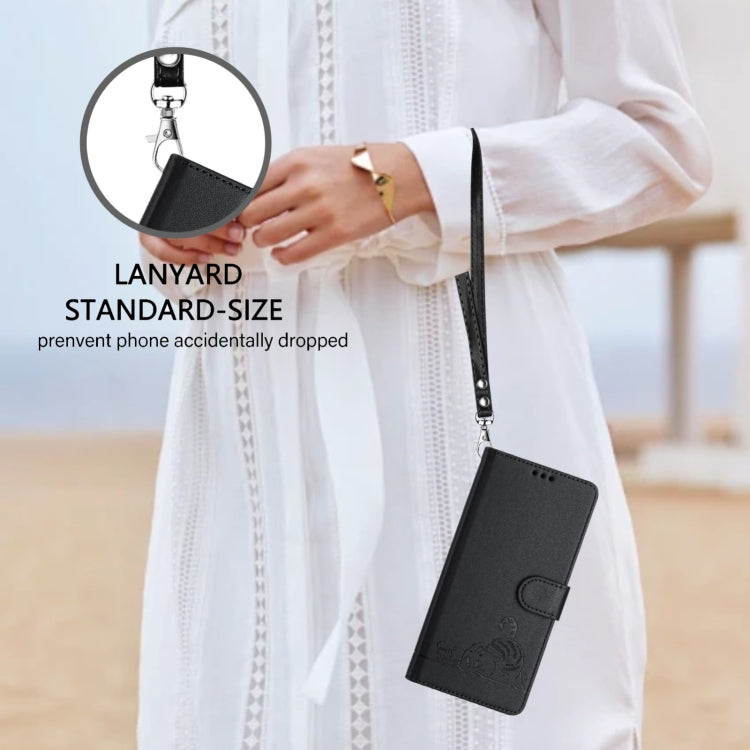 For Ulefone Note 14 Cat Rat Embossed Pattern RFID Leather Phone Case with Lanyard(Black) - Ulefone Cases by PMC Jewellery | Online Shopping South Africa | PMC Jewellery | Buy Now Pay Later Mobicred
