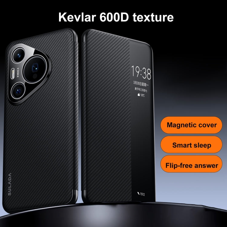 For Huawei Mate 70 Pro / Mate 70 Pro+ SULADA Kevlar 600D Texture Smart Window Leather Phone Case(Blue) - Huawei Cases by SULADA | Online Shopping South Africa | PMC TechLife | Buy Now Pay Later Mobicred