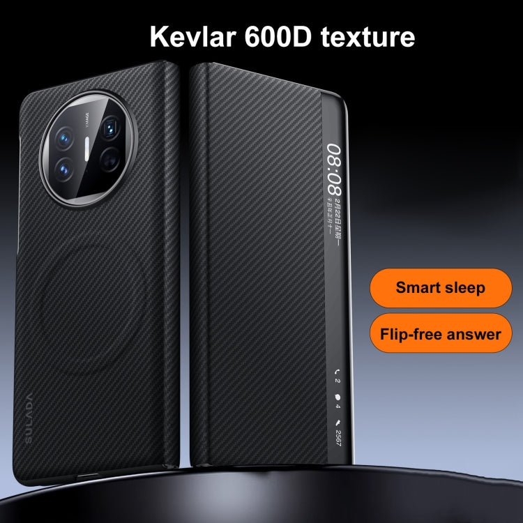 For Huawei Mate X6 SULADA Kevlar 600D Texture Smart Window Leather Phone Case(Brown) - Huawei Cases by SULADA | Online Shopping South Africa | PMC TechLife | Buy Now Pay Later Mobicred