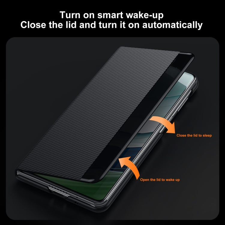 For Huawei Mate X3 SULADA Kevlar 600D Texture Smart Window Leather Phone Case(Purple) - Huawei Cases by SULADA | Online Shopping South Africa | PMC TechLife | Buy Now Pay Later Mobicred